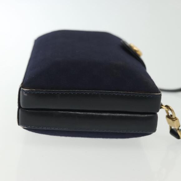 GUCCI Micro GG Canvas Shoulder Bag Vintage Navy Gold - Picture 4 of 16